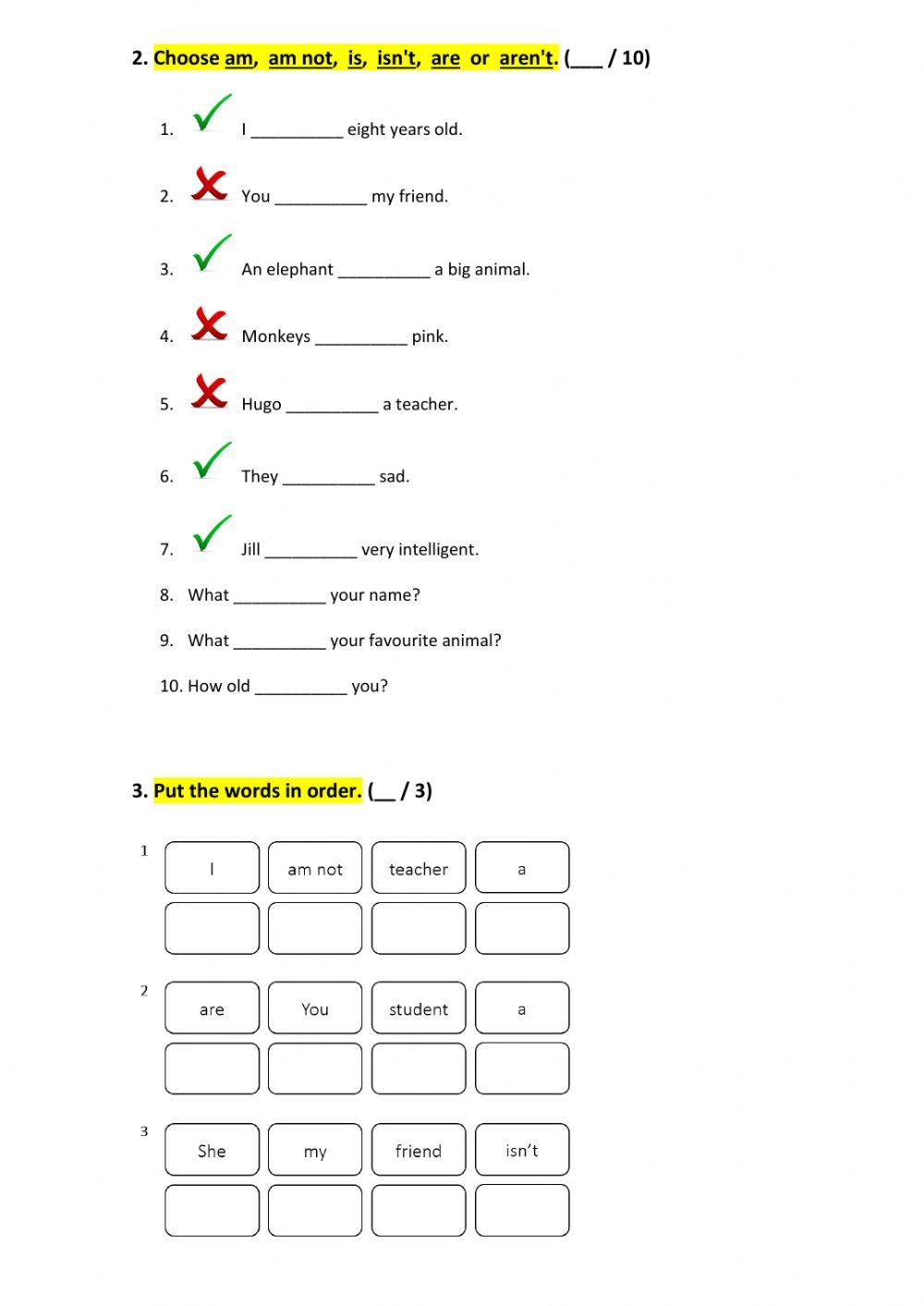 Wonderful World 1 - Third Term Exam