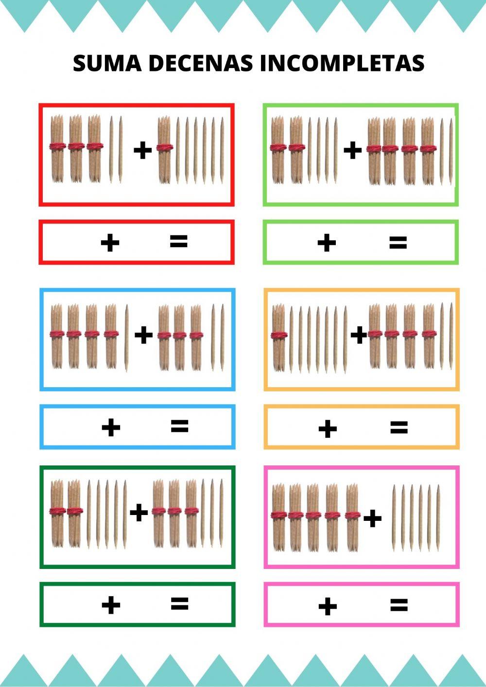 Sumas decenas incompletas