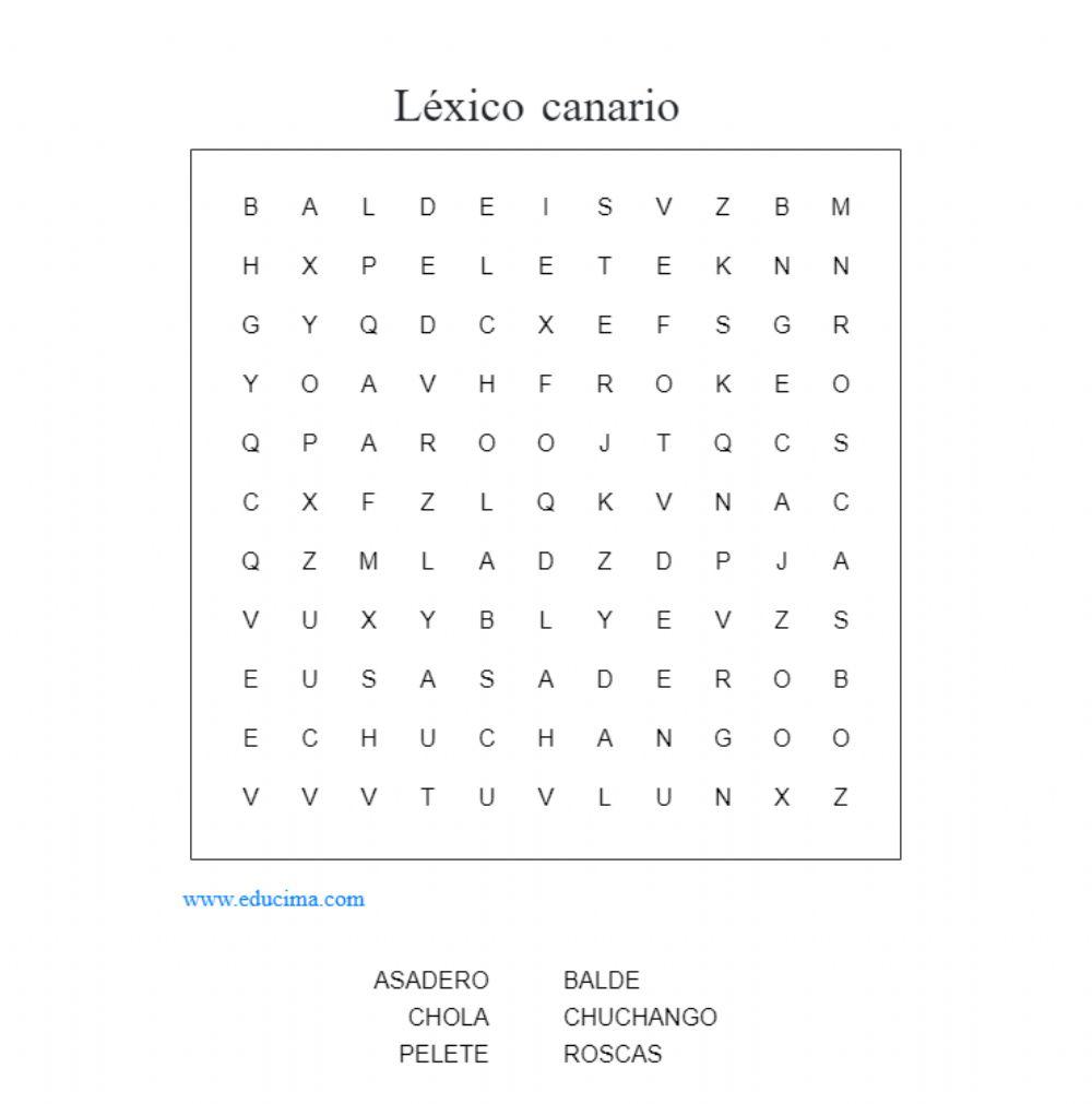 Léxico canario-sopa de letras