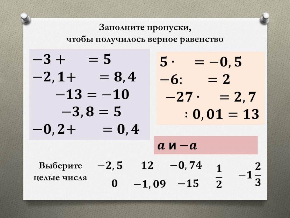 Действия с отрицательными числами (повторение) 2