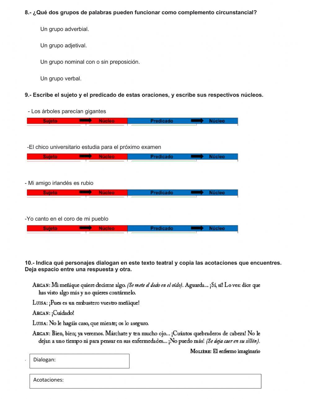 Evaluación unidad 11 lengua