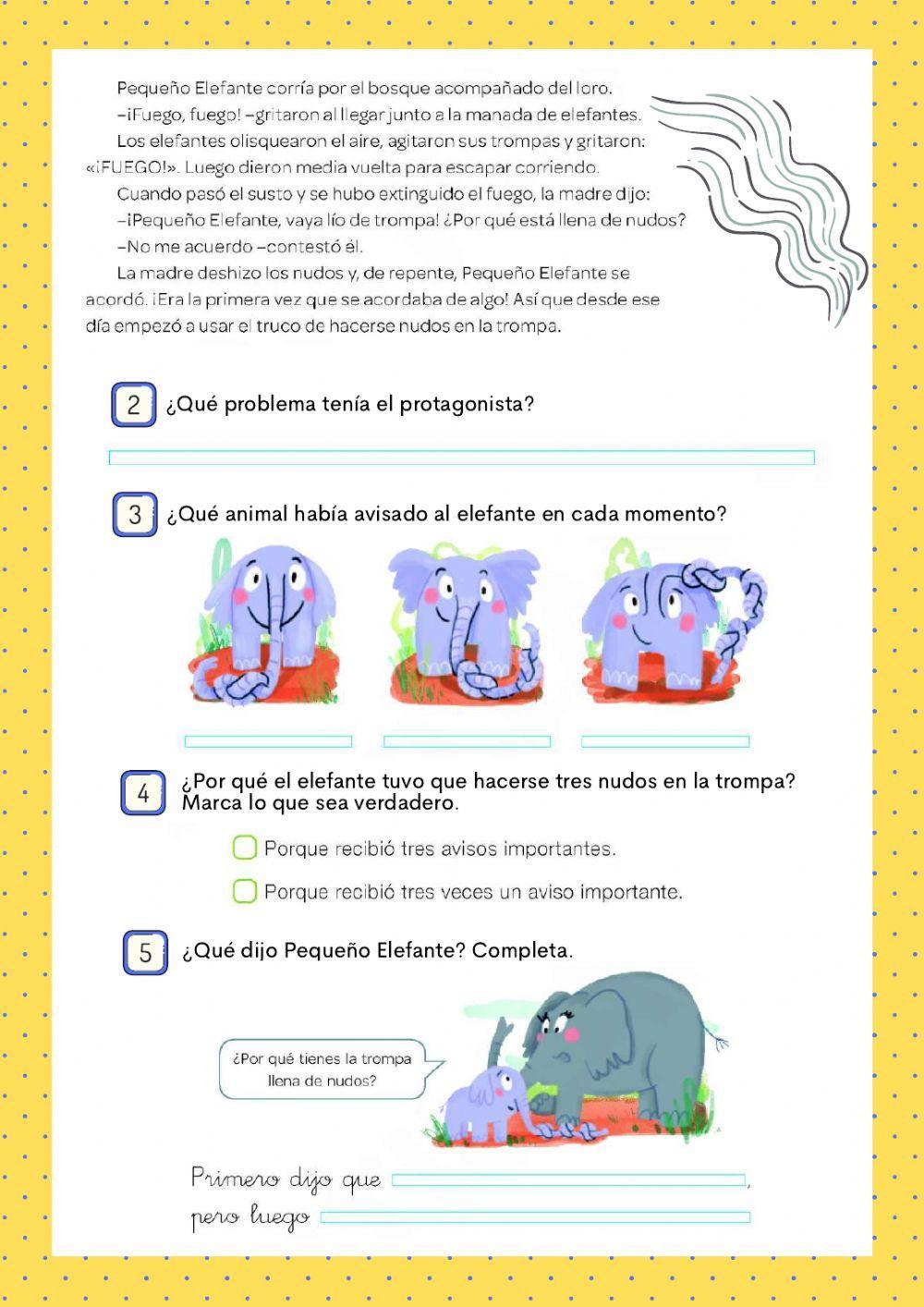 Lectura Comprensiva: El cuento del Elefante