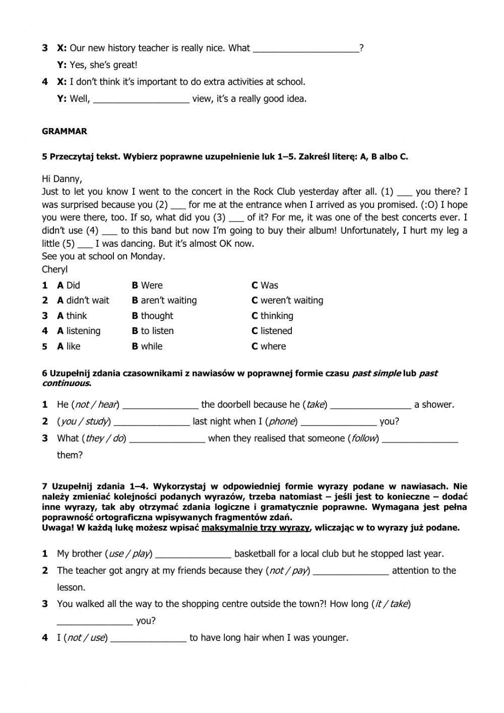 Repetytorium 8klasisty Macmillan Unit 3 Test