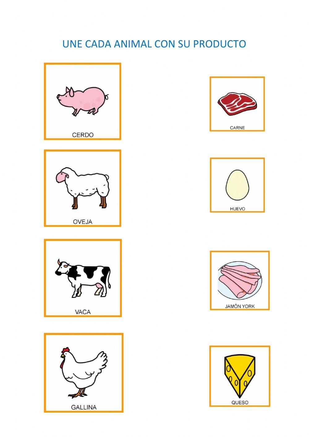 Animales con su producto