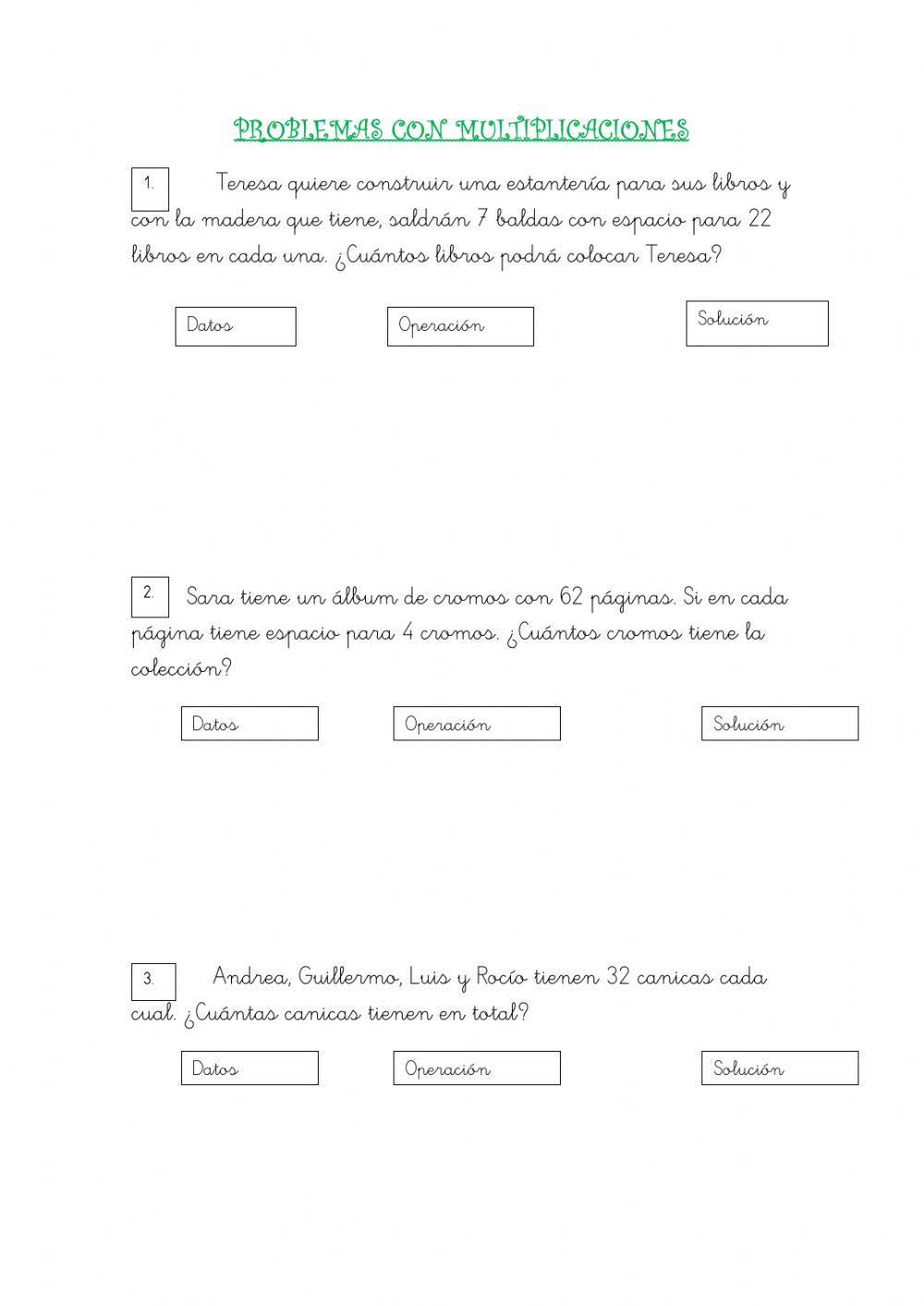 Problemas con multiplicaciones