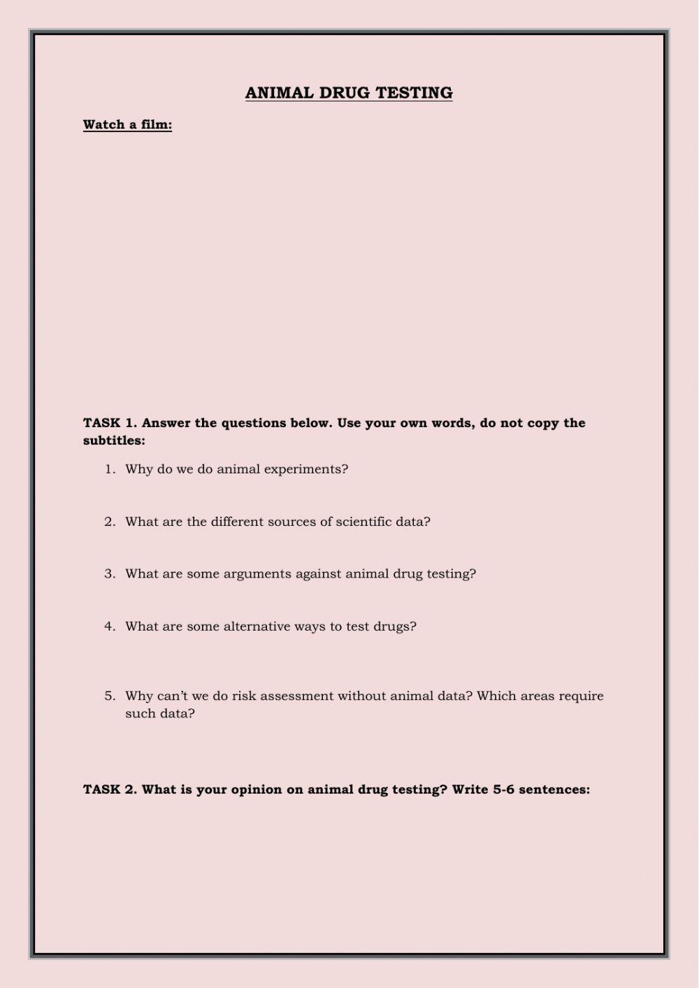 Animal drug testing-film