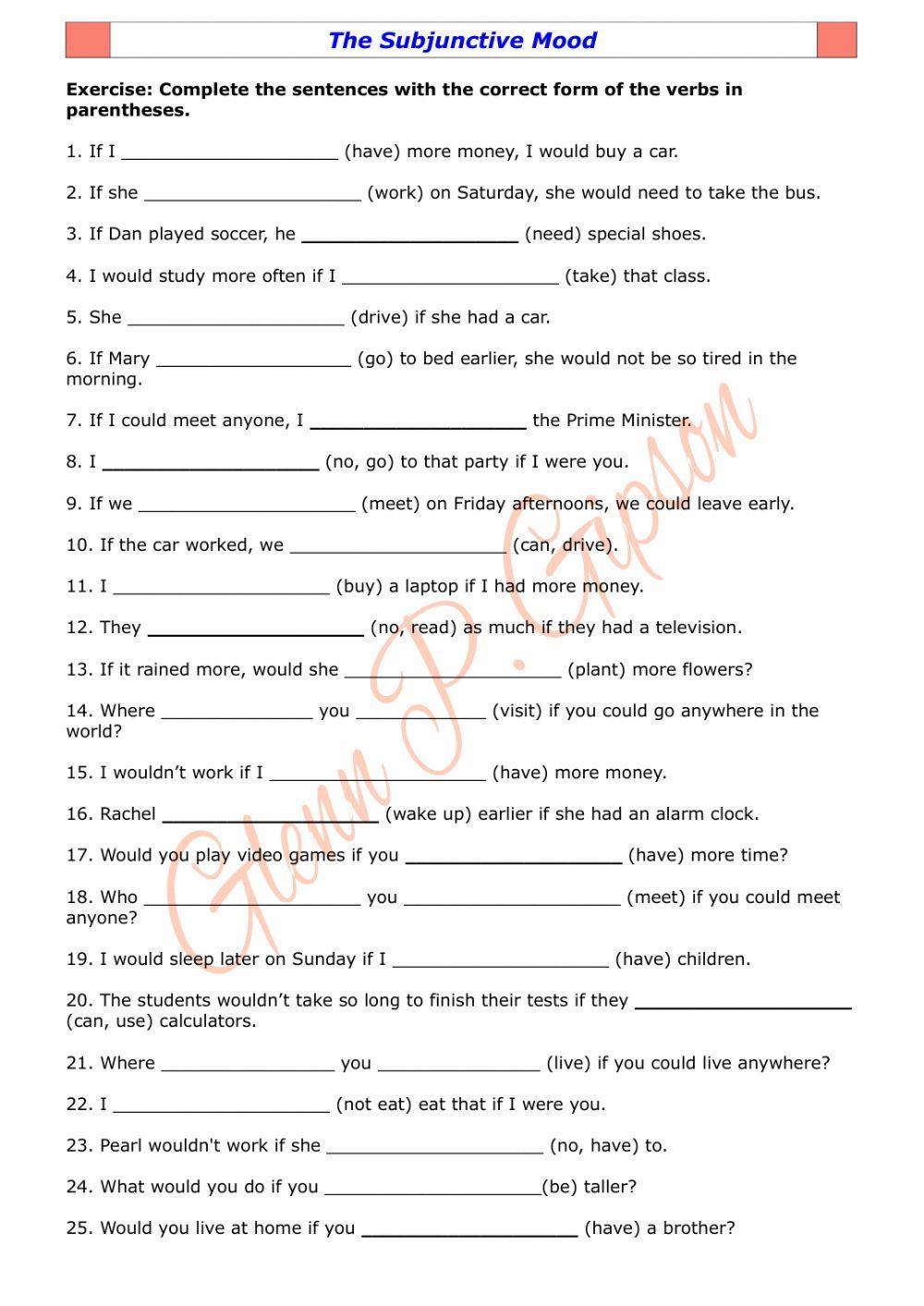 214335 | The Subjunctive Mood | Glenn | LiveWorksheets