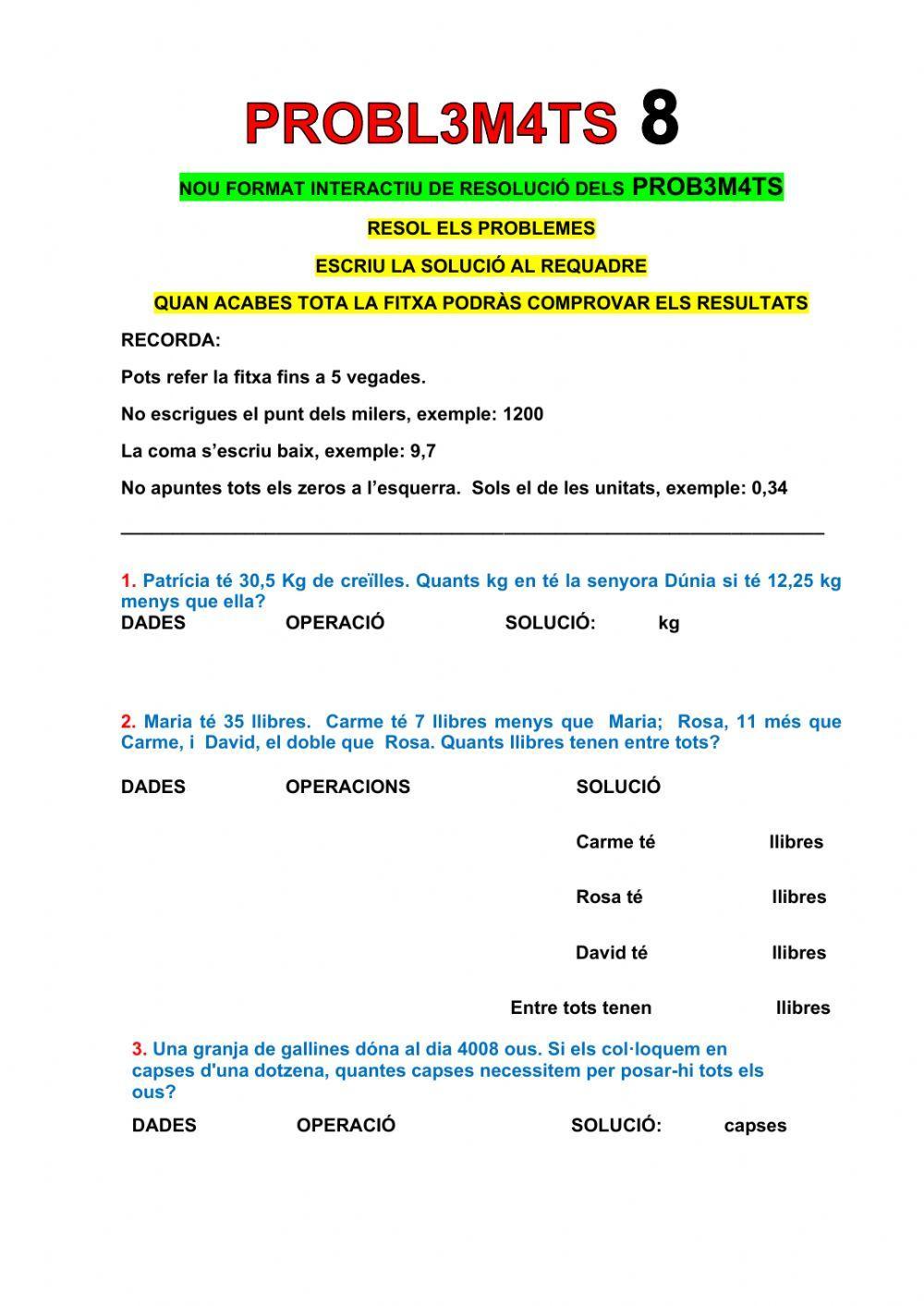 PROBLEMES DE MATE 5é