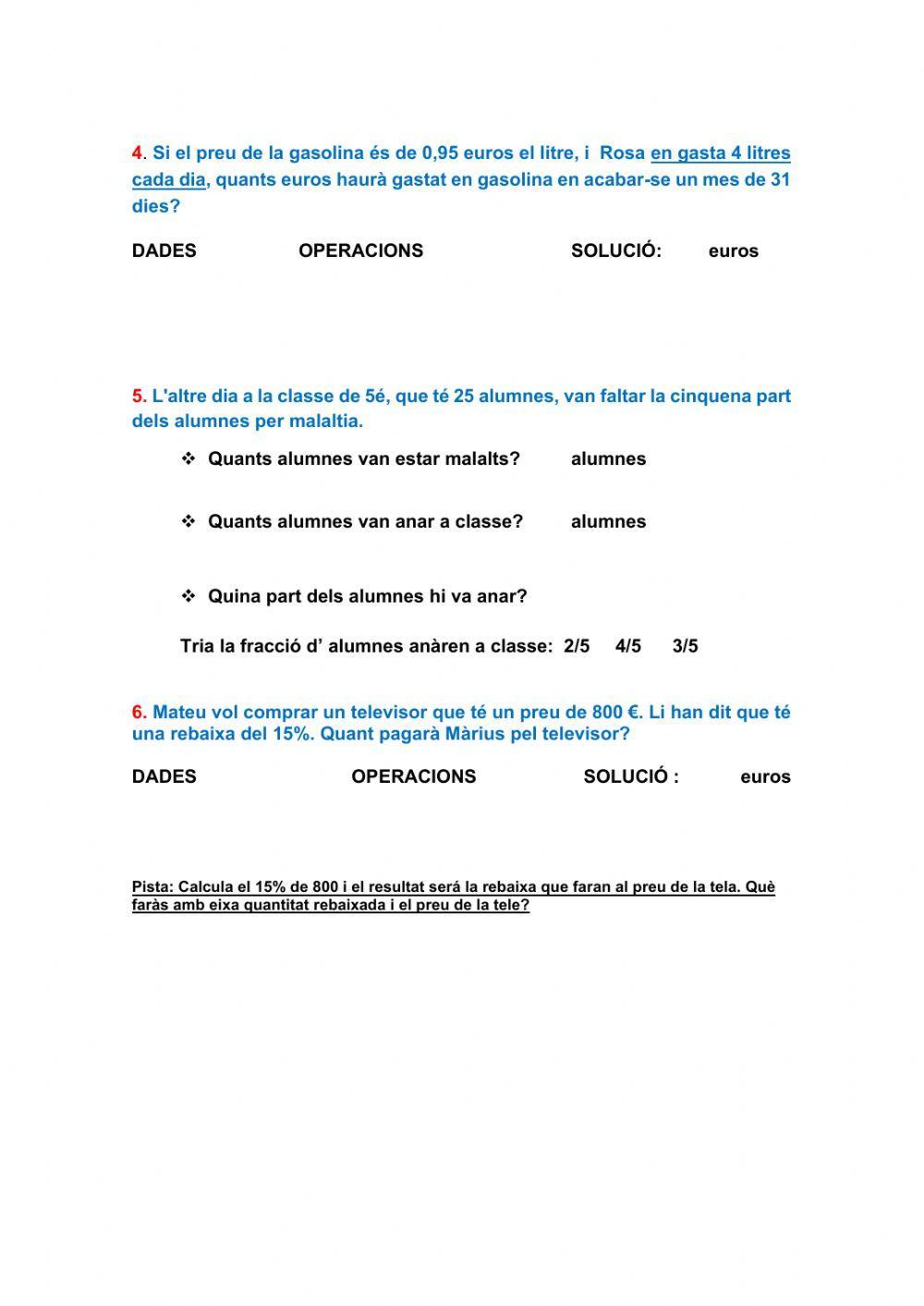 PROBLEMES DE MATE 5é
