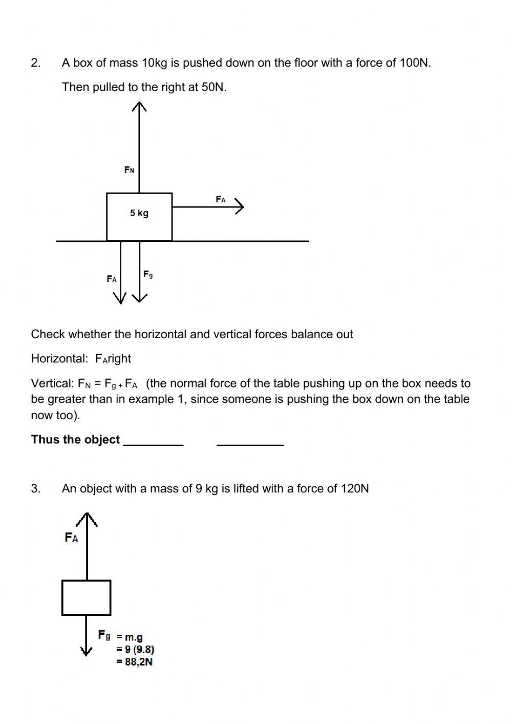 Newton worksheet 7