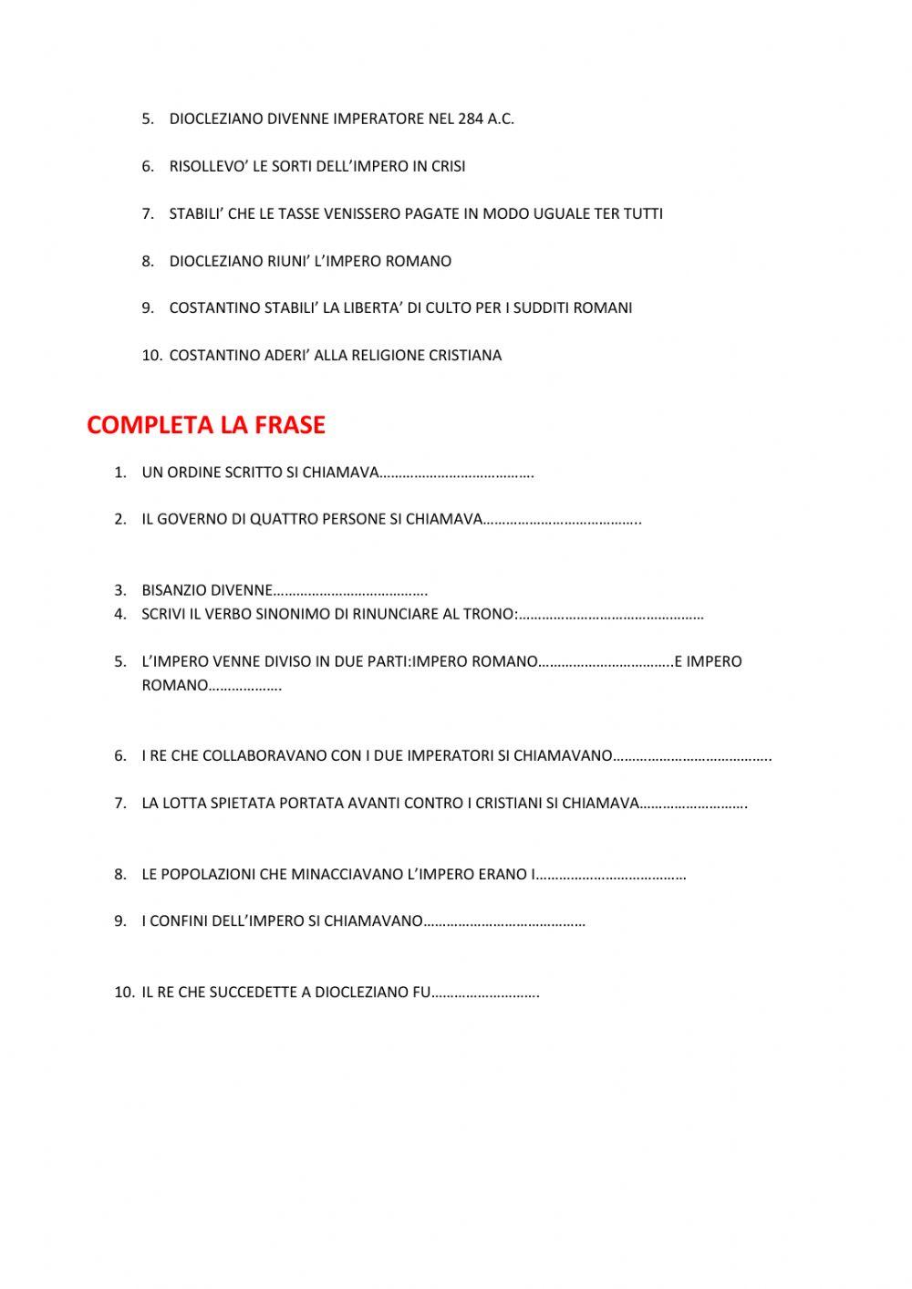 L'impero romano d'occidente e d'oriente