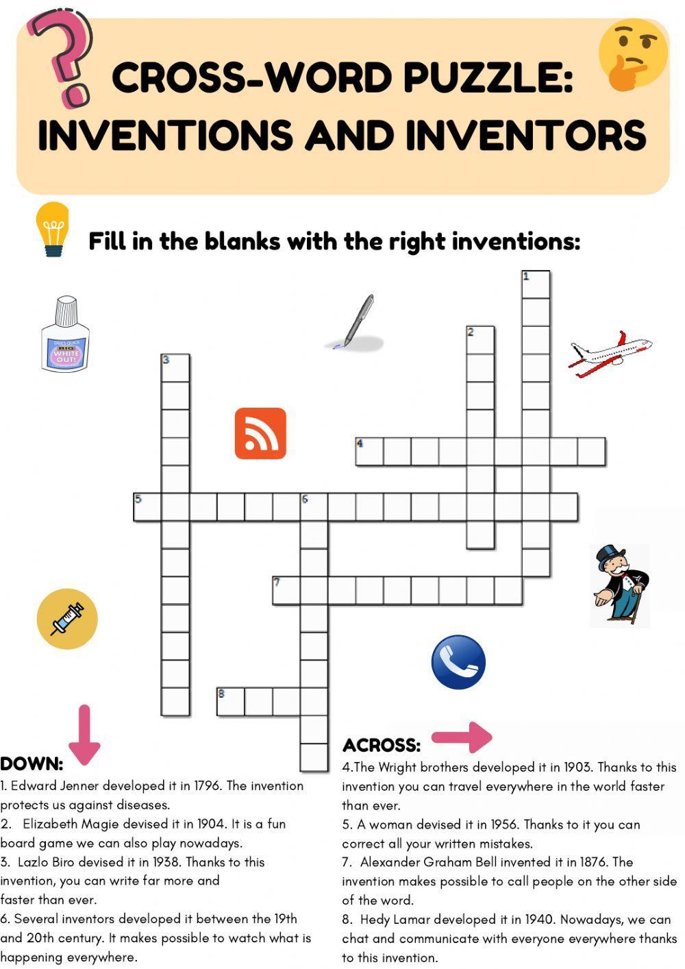 Crossword puzzle: inventions