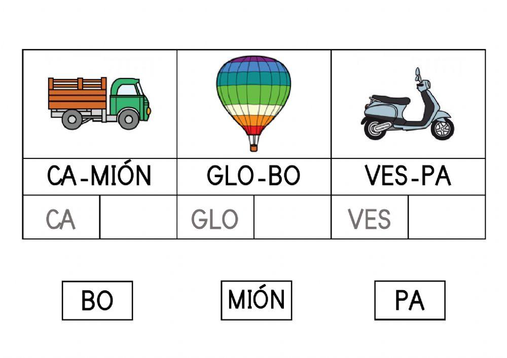 Lectura silábica - Los transportes