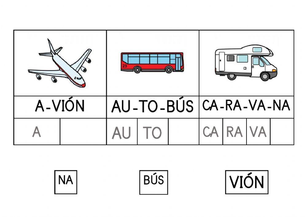 Lectura silábica - Los transportes