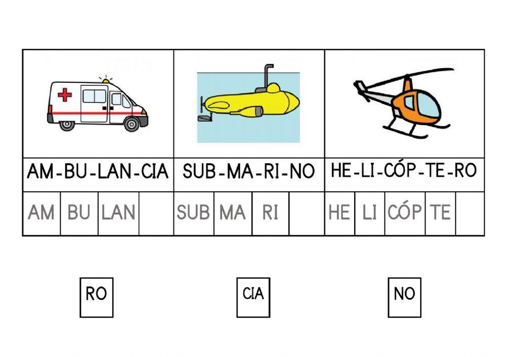 Lectura silábica - Los transportes