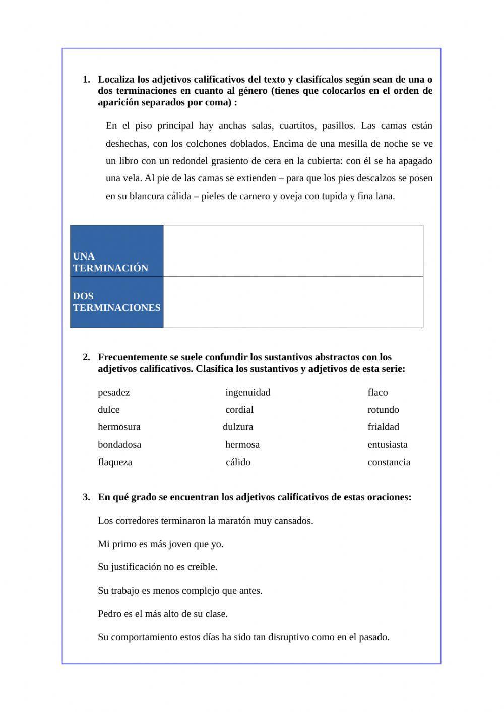 El adjetivo calificativo II