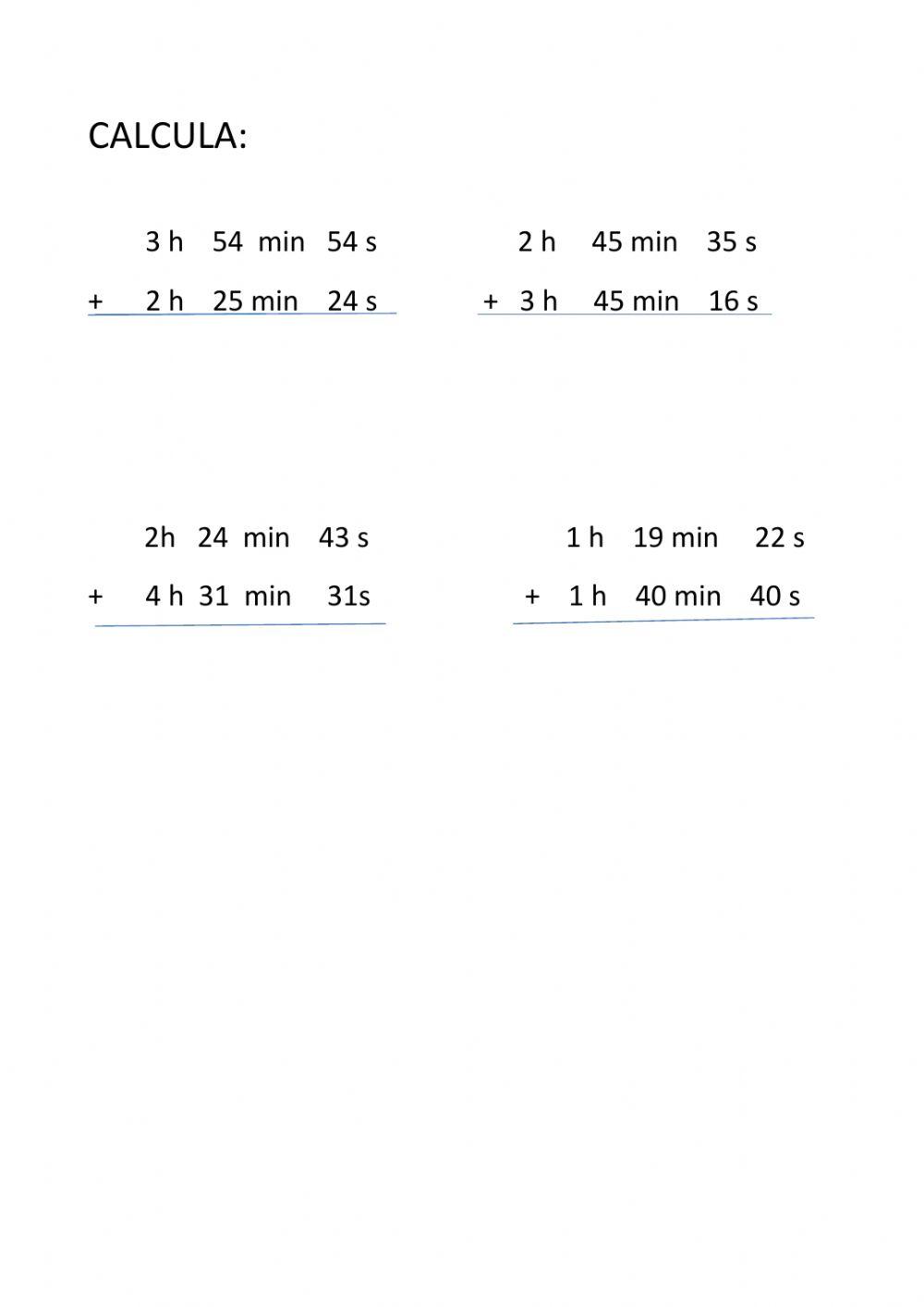 Sumas horas, minutos y segundos