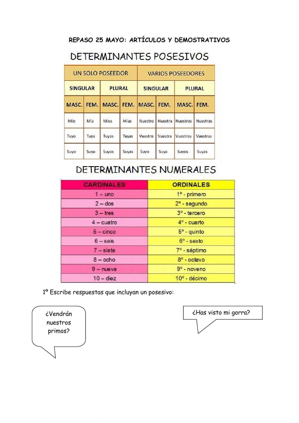 Posesivos y numerales