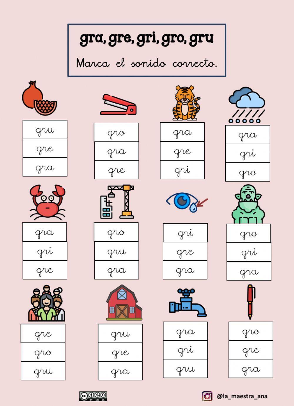 Discriminación gra, gre, gri, gro, gru Discriminación gra, gre, gri, gro, gru