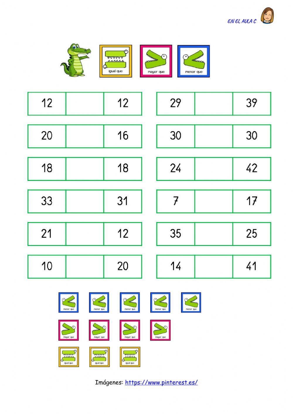 Mayor menor igual: ficha 1