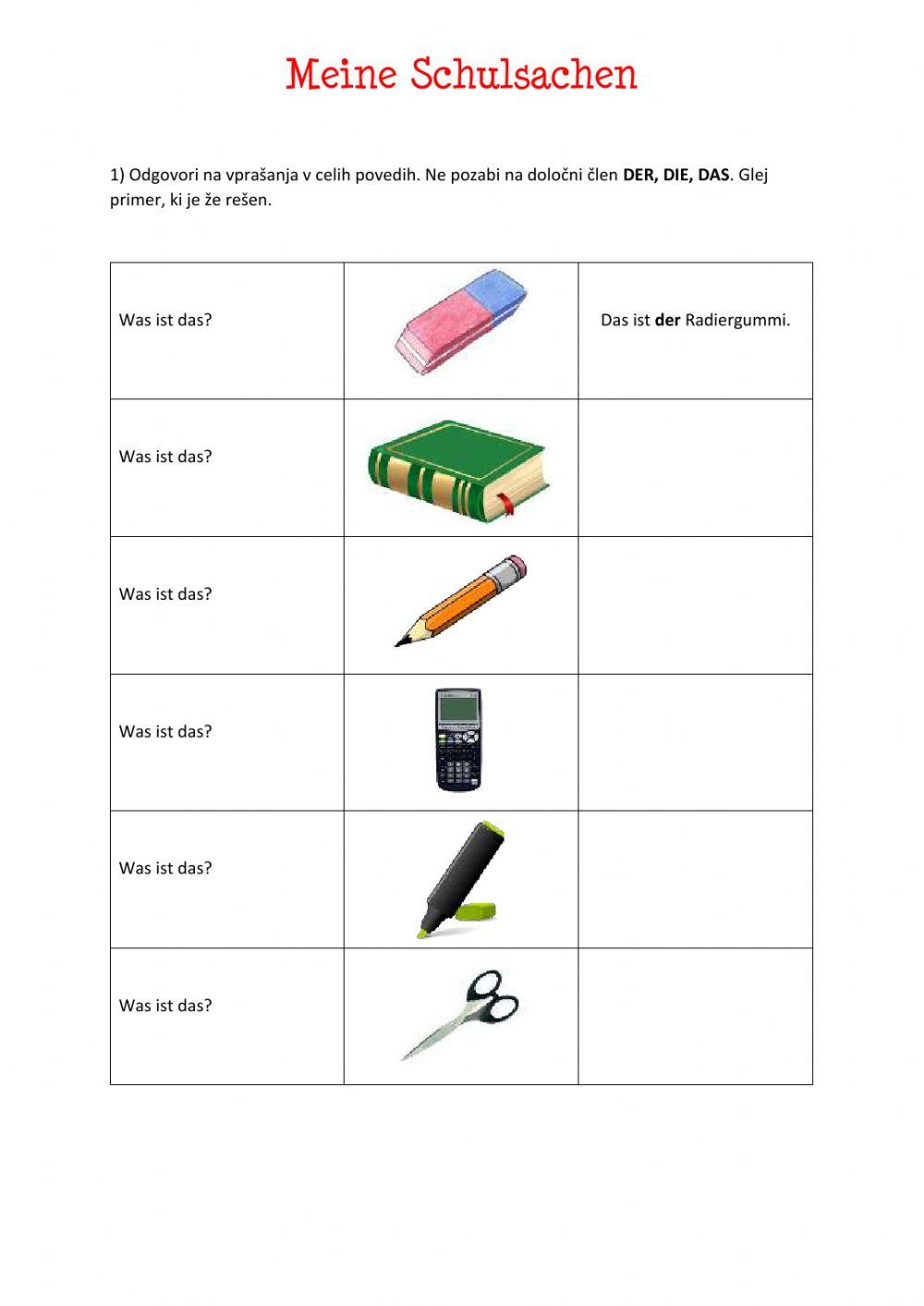 214950 | Schulsachen | Mojca452013 | LiveWorksheets