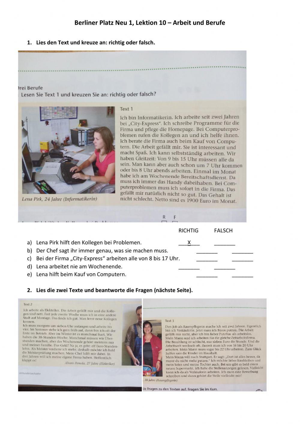 Berliner Platz Neu 1, Lektion 10