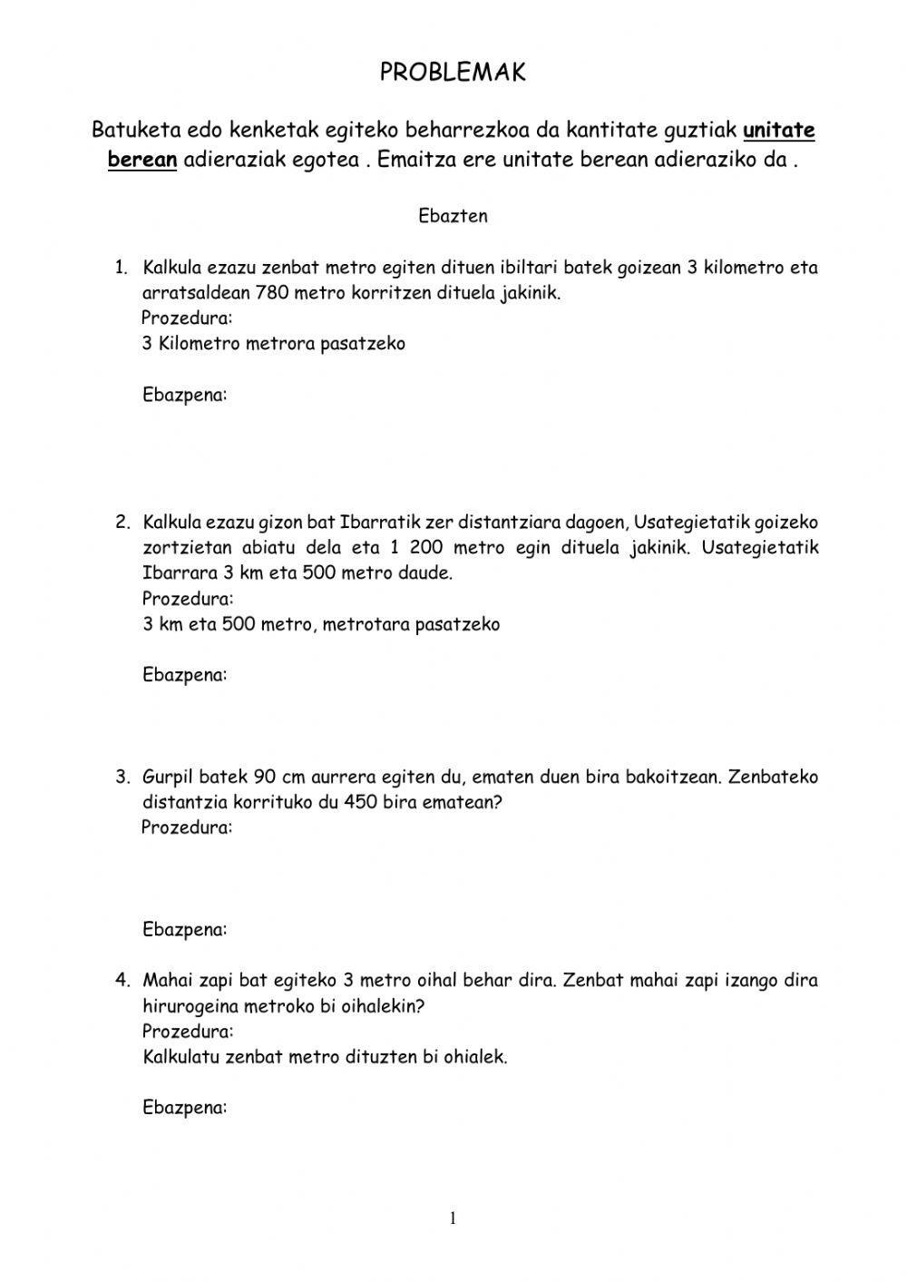 Problemak (luzera) Problemak (luzera)