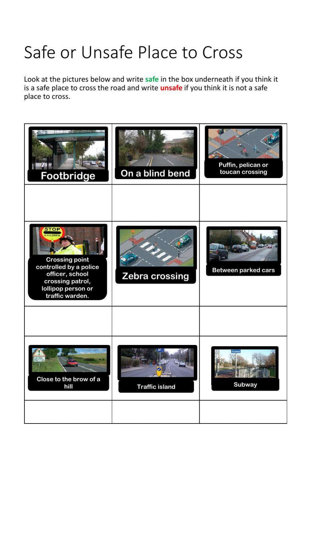 Safe and Unsafe Places to Cross