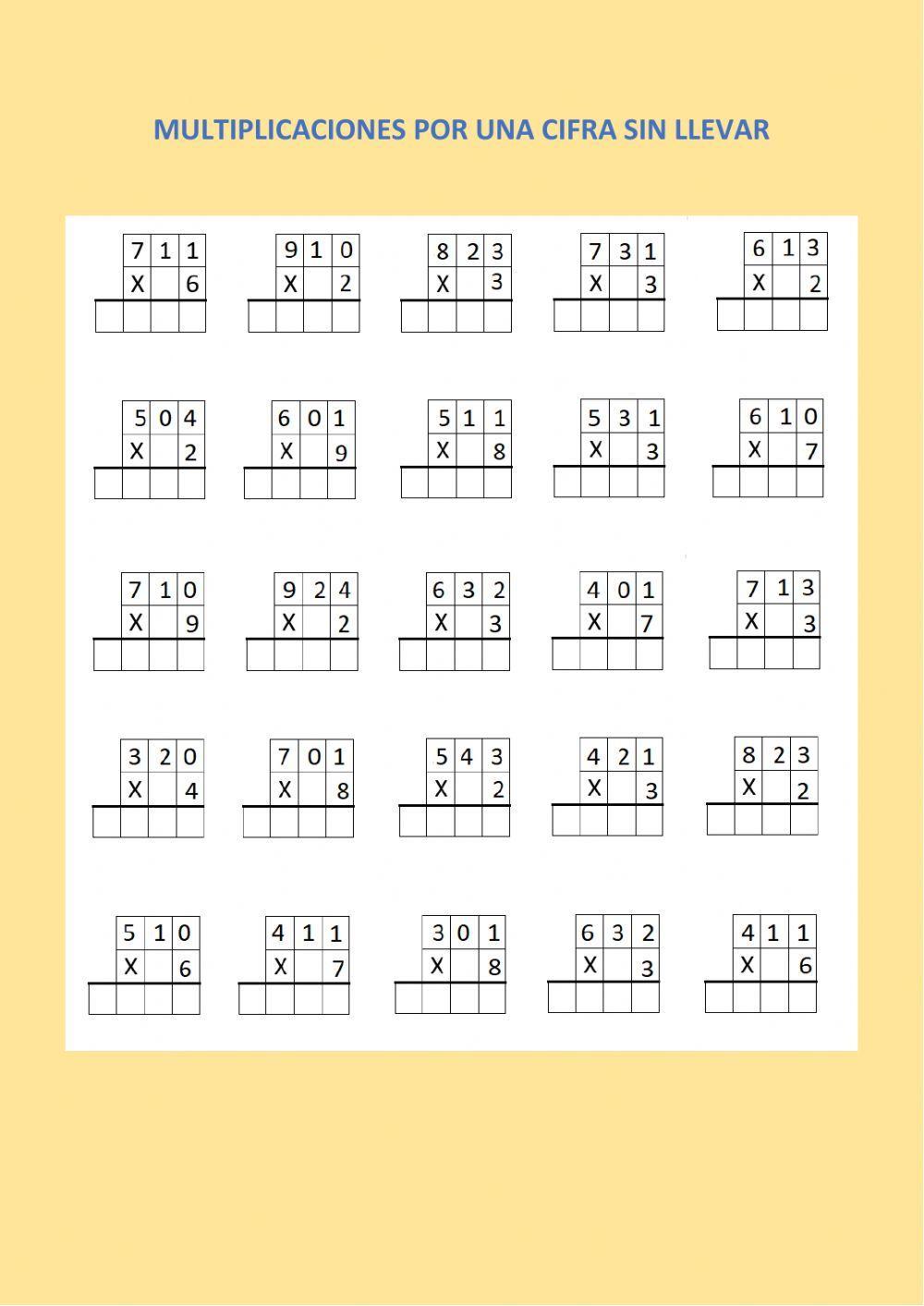 Multiplicaciones sin llevar