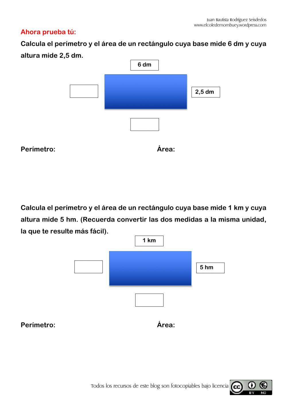 F1chas de áreas y perímetros 6º 1