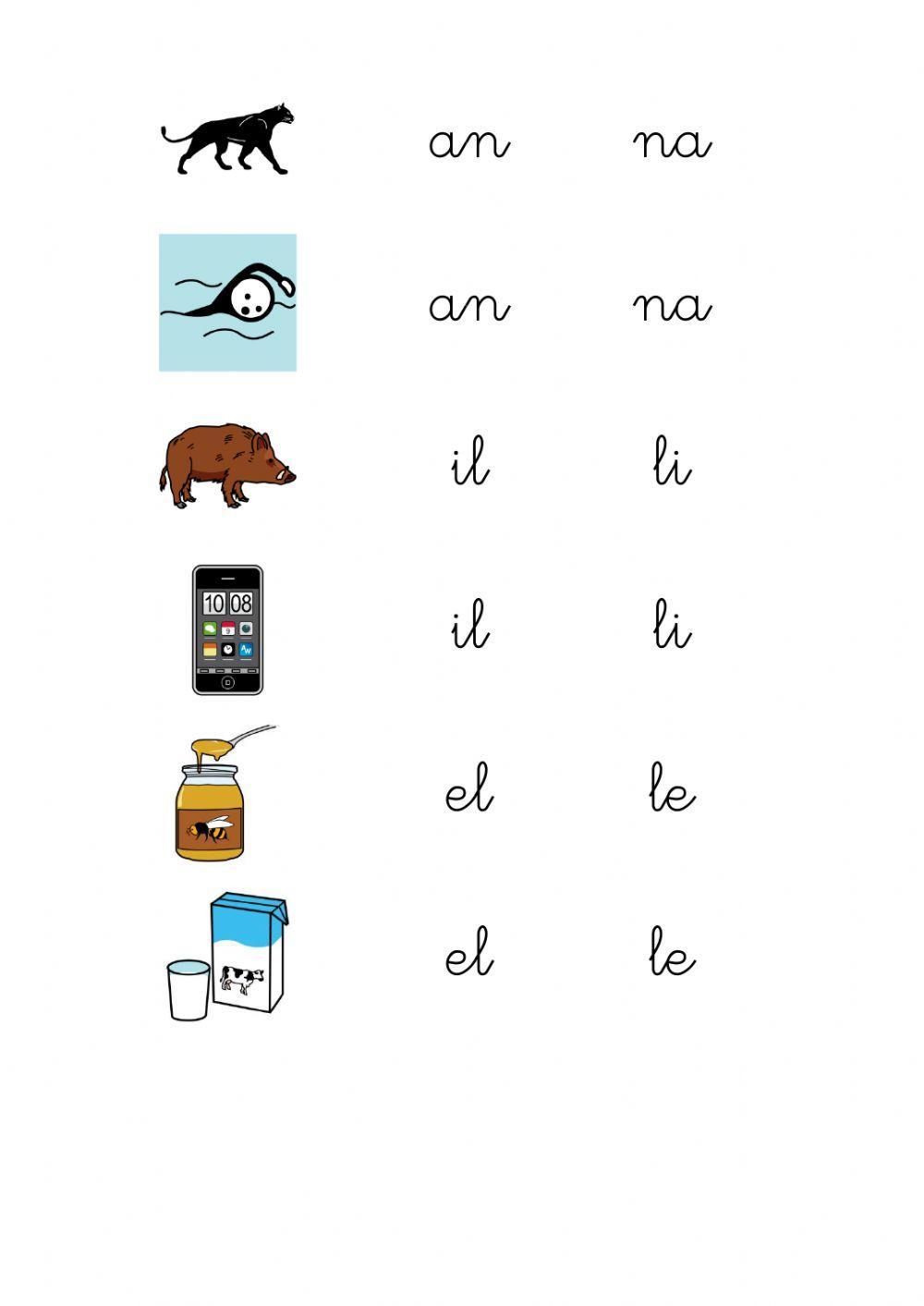 Sílabas inversas L, N y S