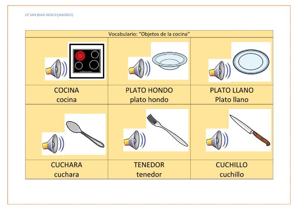 Vocabulario. objetos de la cocina