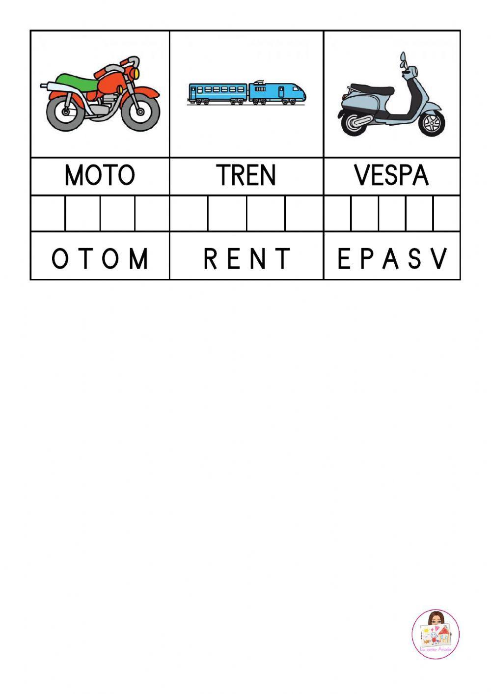 Coloca las letras en el lugar correcto.