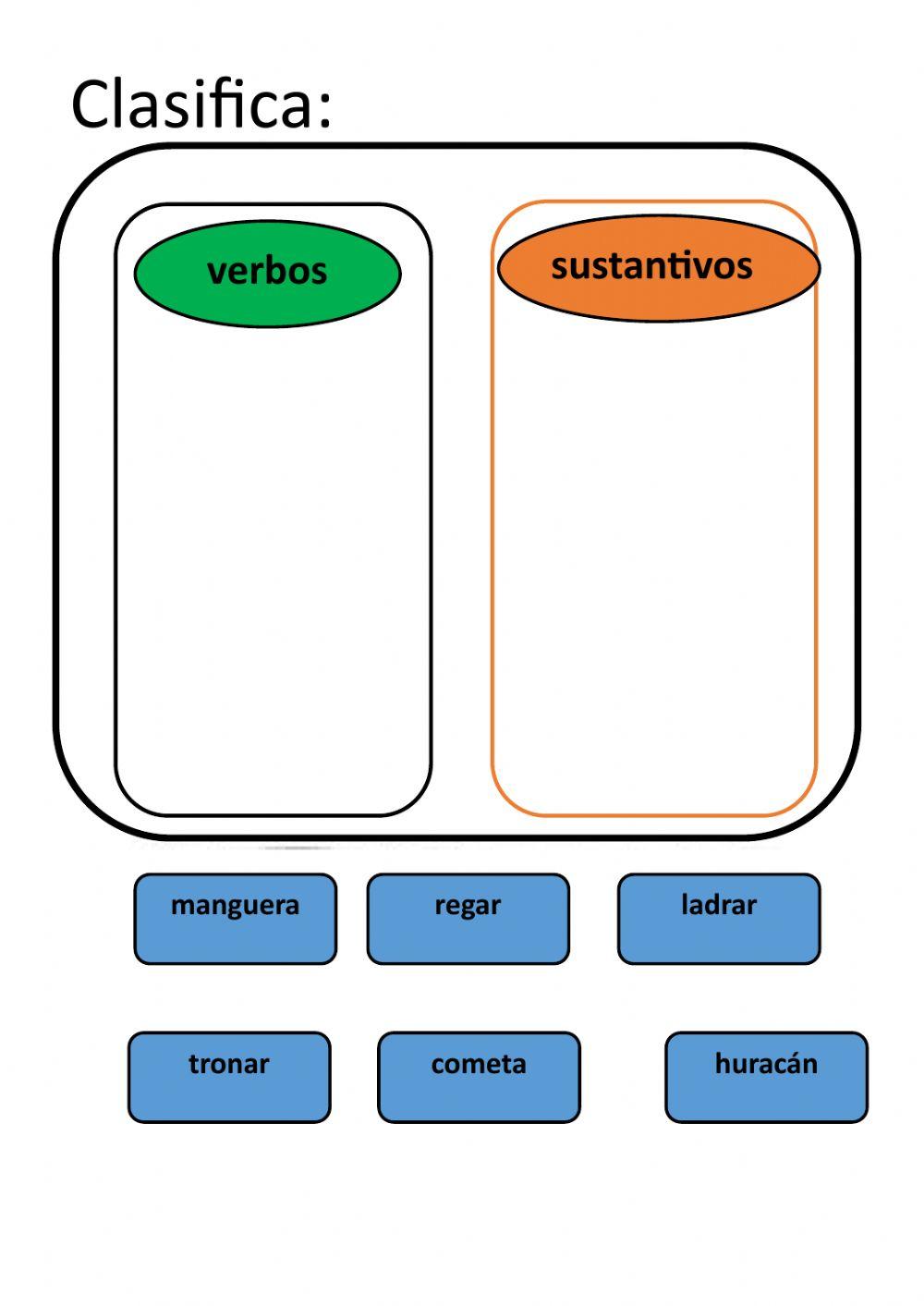 Clasifica vebos sustantivos