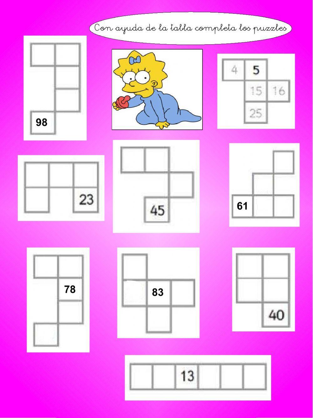 Puzzle de la tabla del 100 Puzzle de la tabla del 100