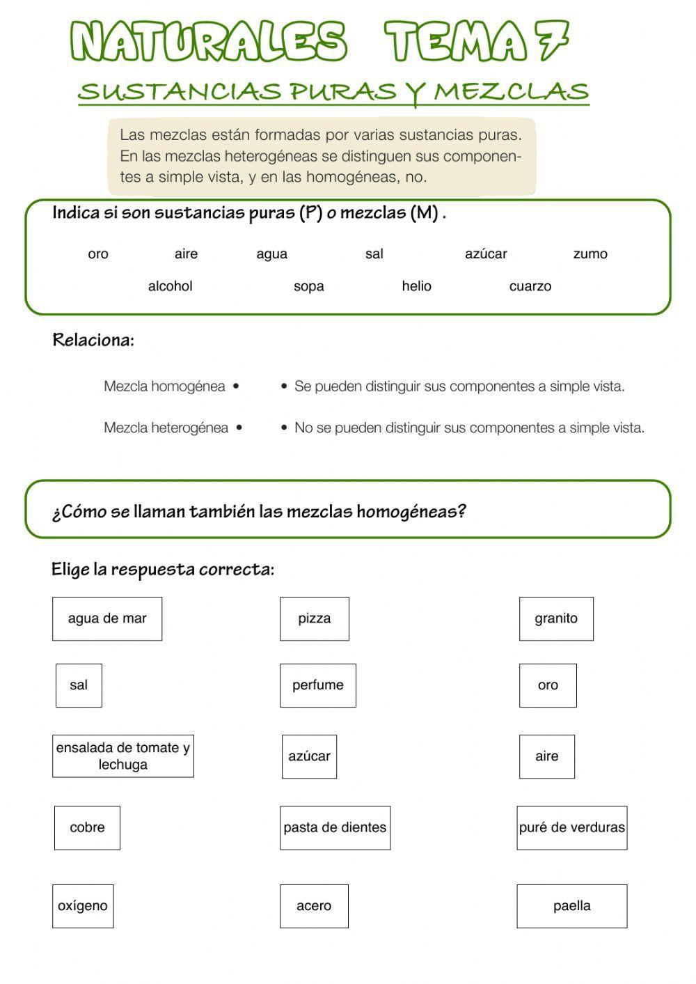 Sustancias puras y mezclas