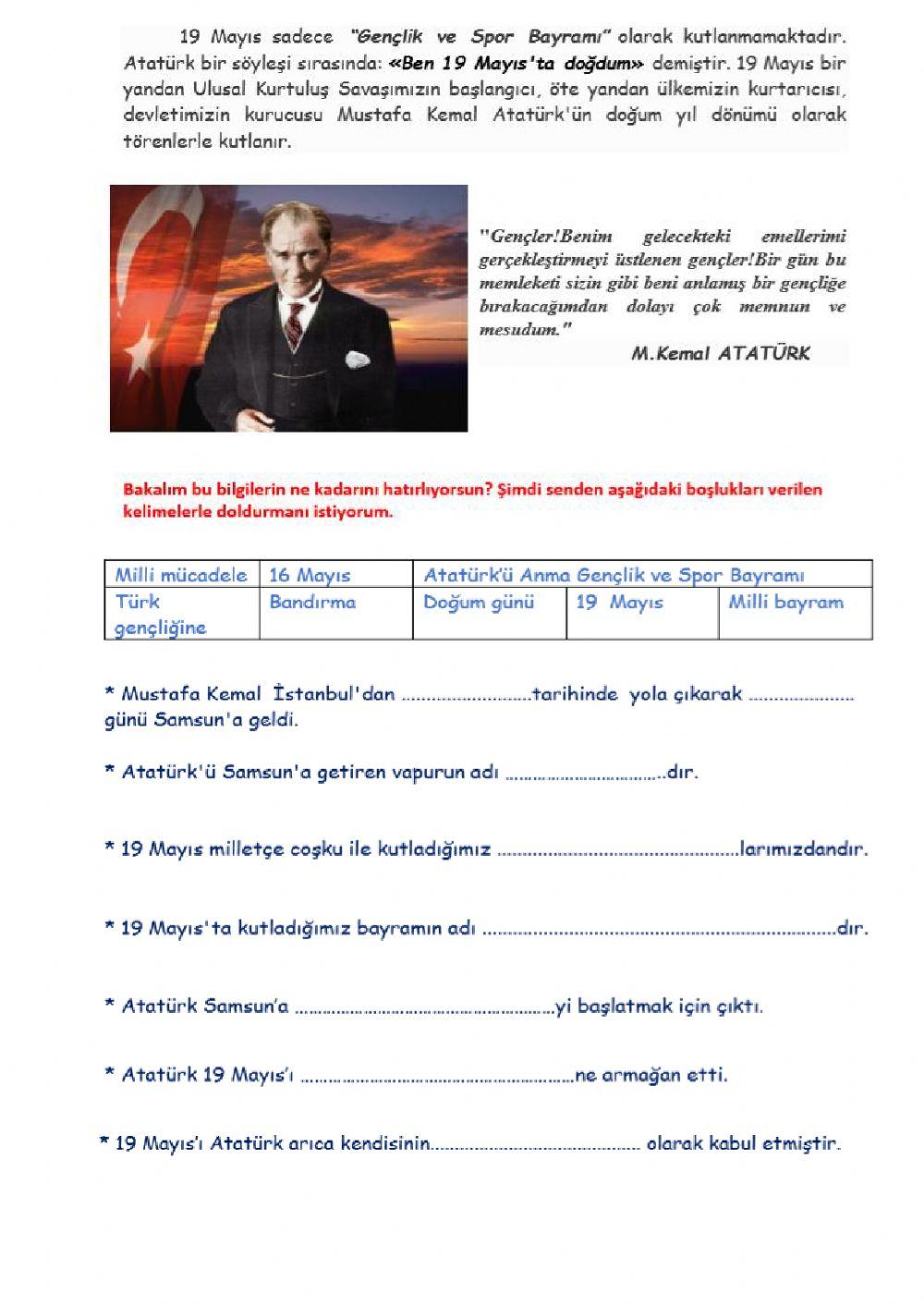 19 mayıs boşluk doldurma