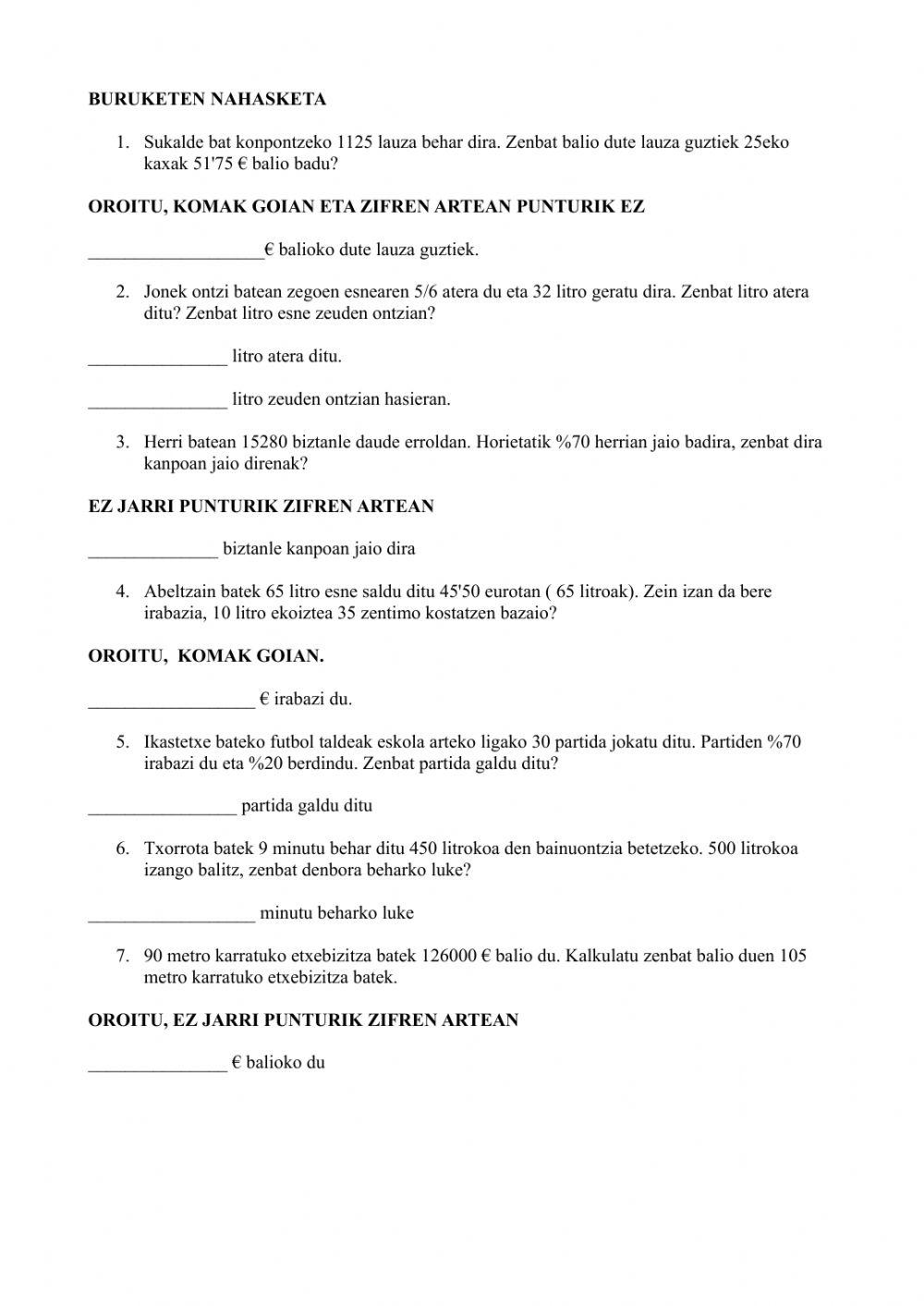 Buruketen nahasketa 2