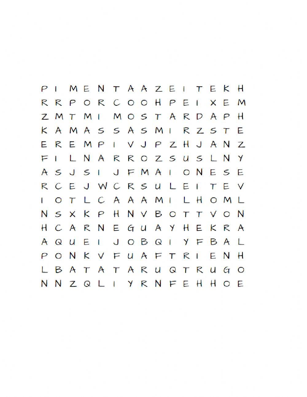 Caça-palavras alimentos