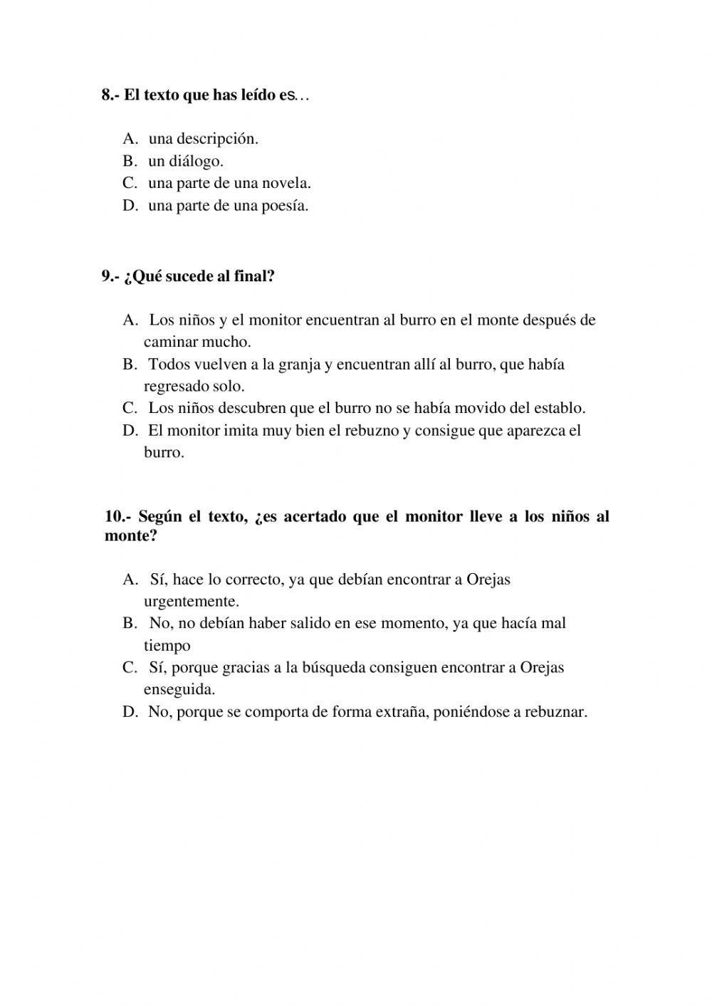 Comprensión escrita