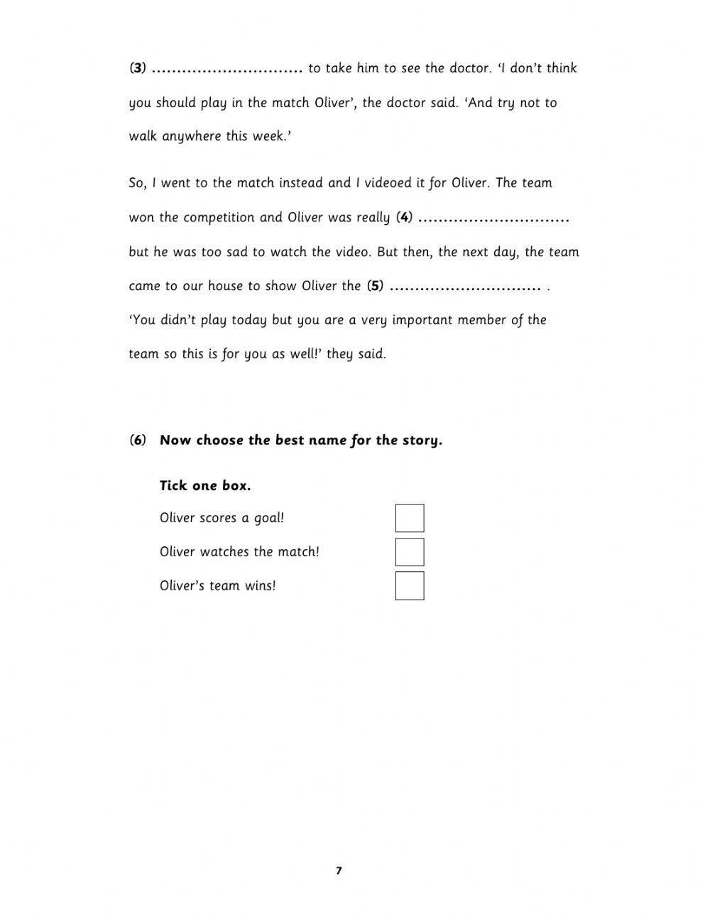 Flyers Reading and writing part 3