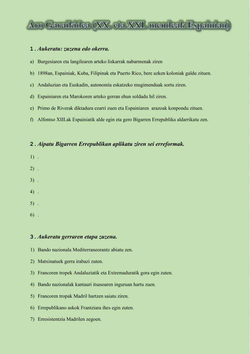 Aro Garaikidea (XX. eta XXI. mendeak Espainian)