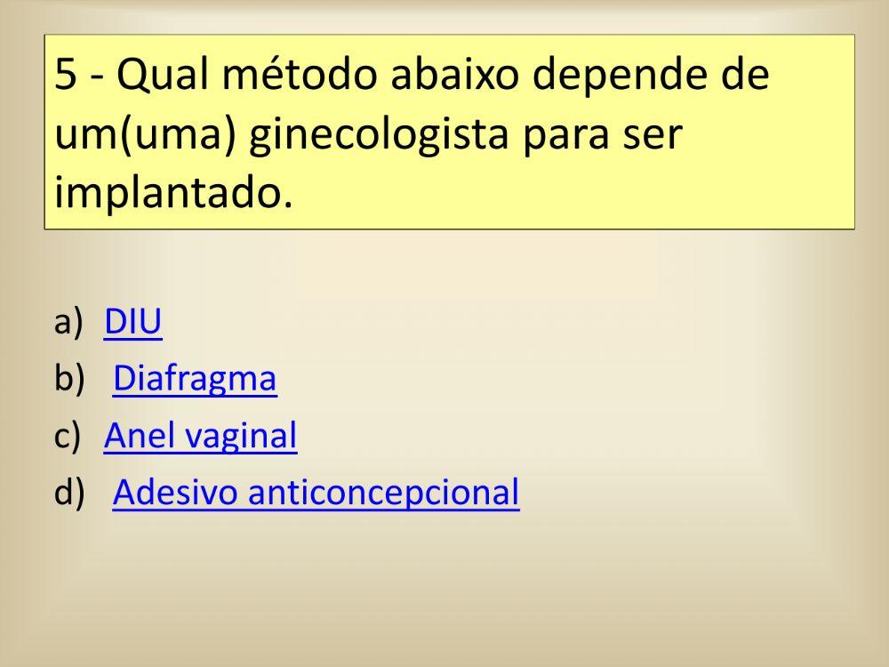 Exercícios Métodos Contraceptivos
