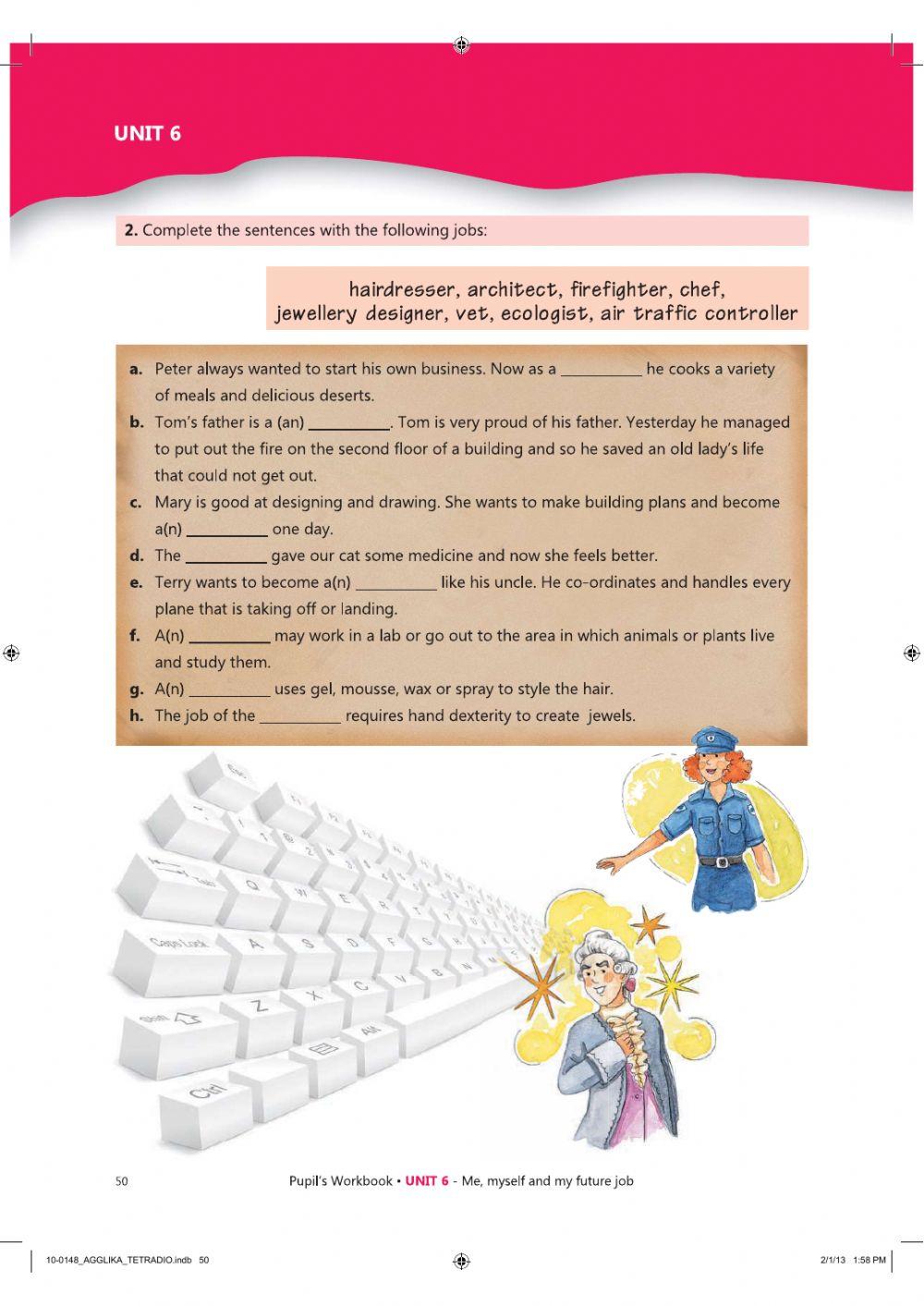 6th grade Unit 6 - Career - Workbook pages 50-51