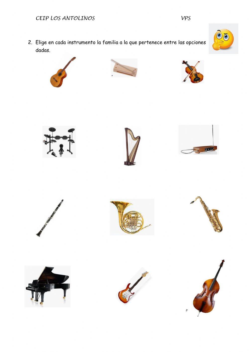 Electrófonos y familias de instrumentos.