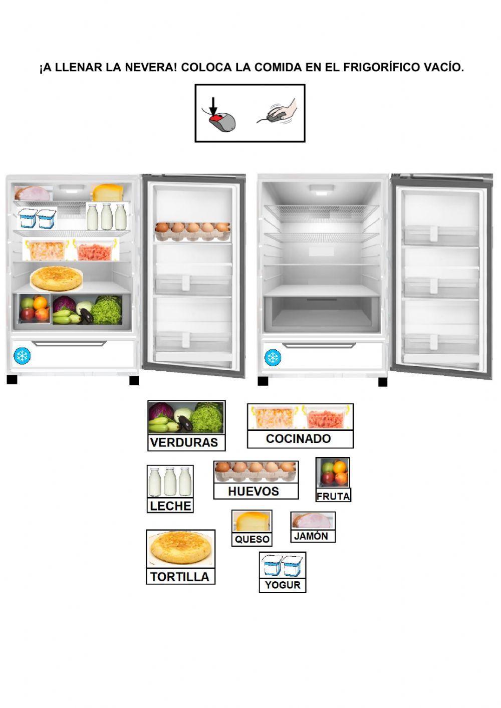 Coloca la comida en el frigorífico vacío
