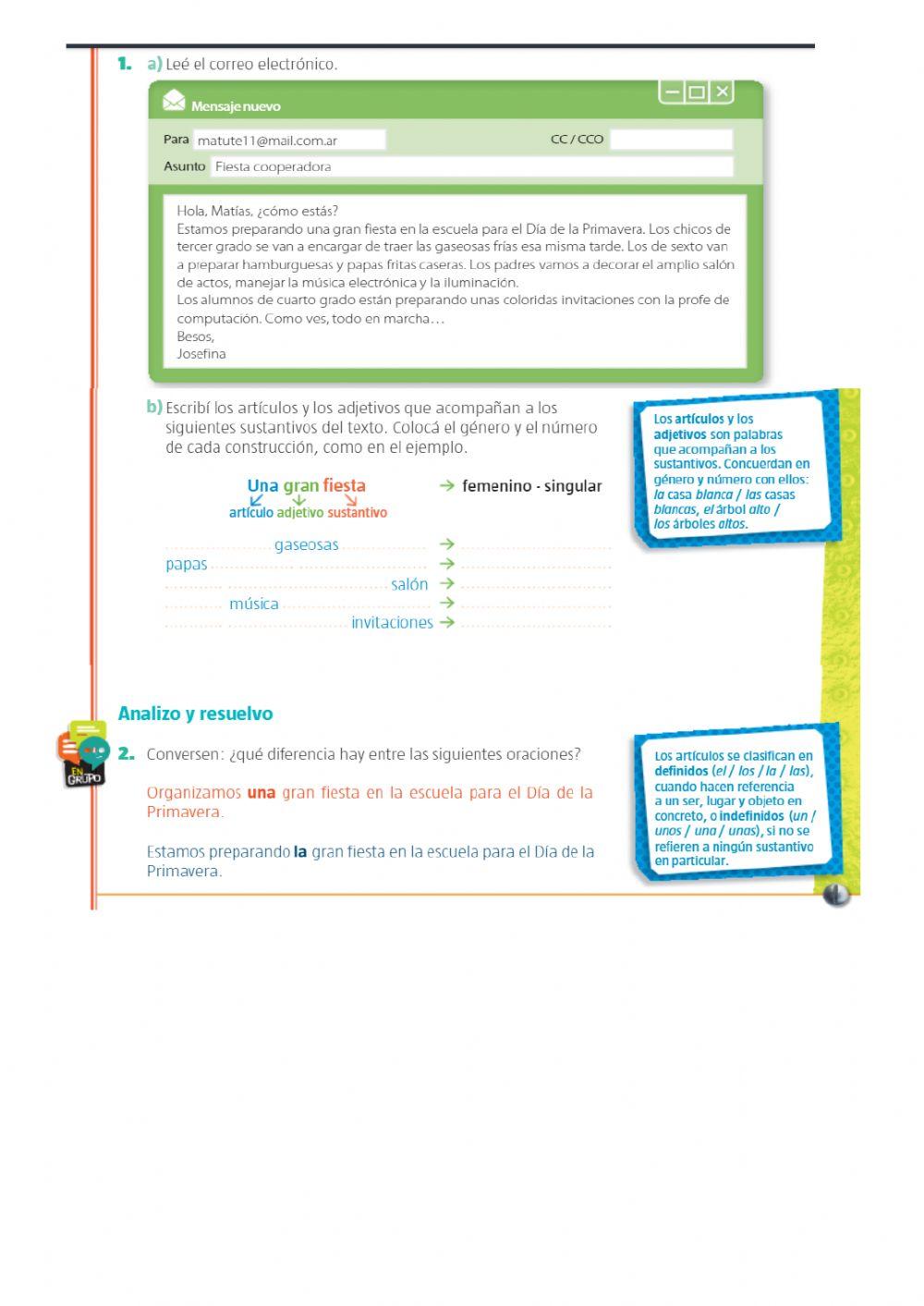 Art+iculo y adjetivo