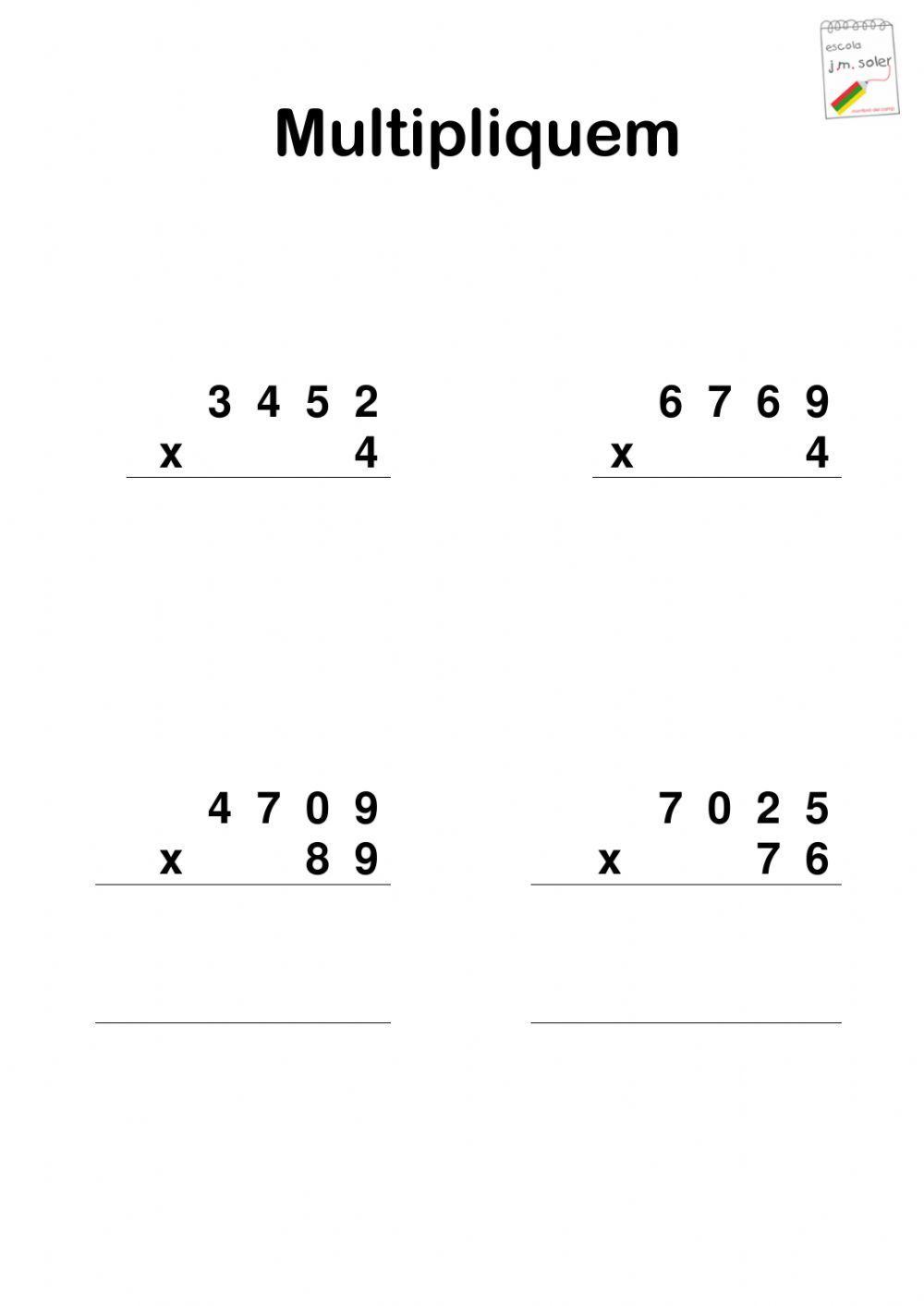 Multipliquem per 1 i 2 xifres