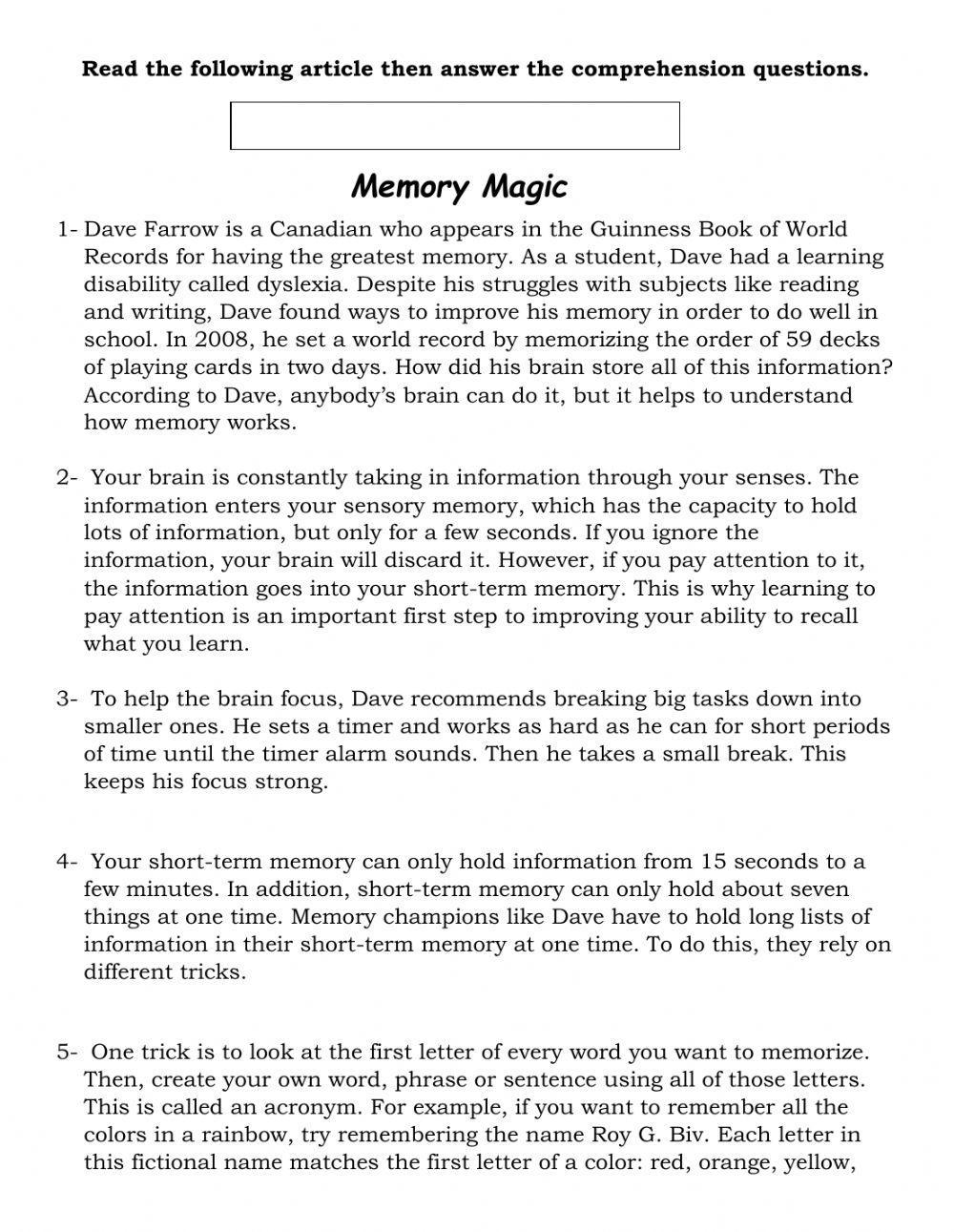 reading memory magic