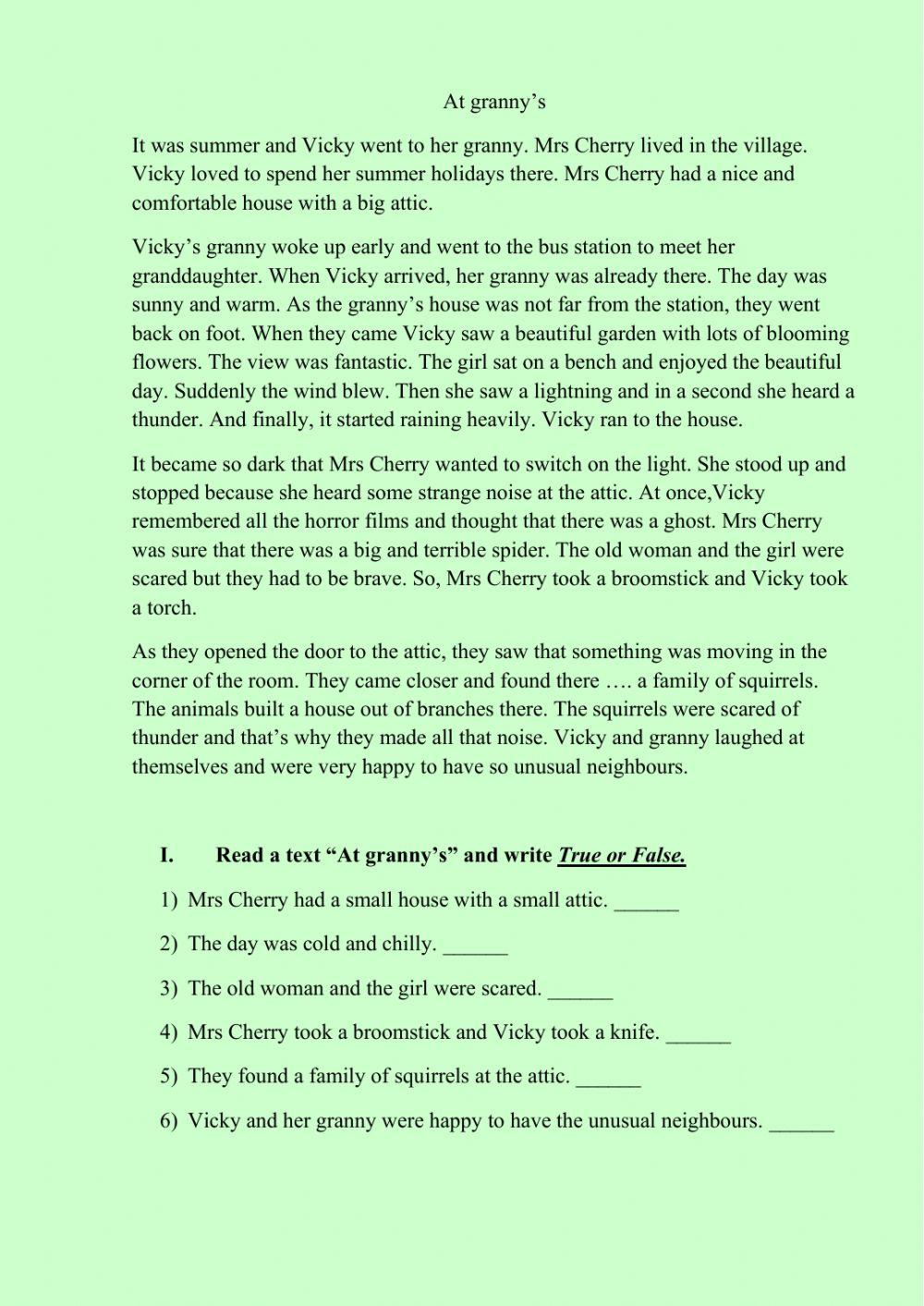 Reading Comprehension online exercise for Grade 5 | Live Worksheets